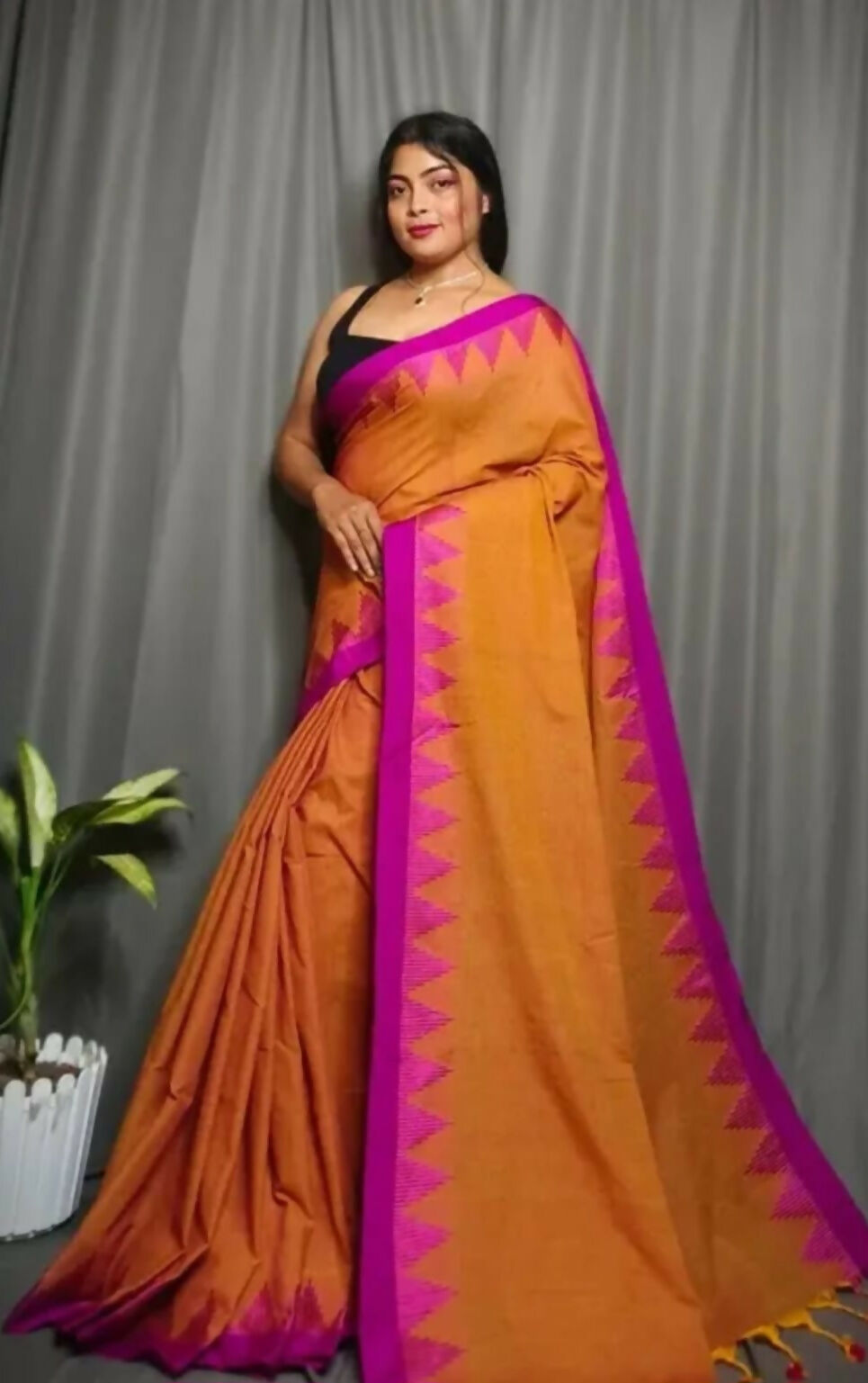 Exclusive Collection Beautiful Mustard Pure Cotton Woven Handloom Saree With Running Blouse Piece - Swadesiicart