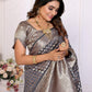 Aastha Fashion Grey Organza Silk Weaving Saree