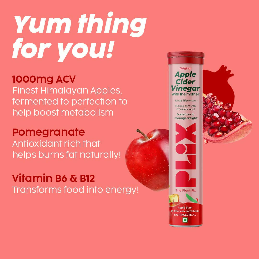 PLIX The Plant Fix Apple Cider Vinegar Effervescent Tablets with Mother - Apple - Swadesiicart
