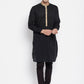 Even Apparels Black Pure Cotton Men's Kurta With Contrast Collar And Placket | Swadesiicart