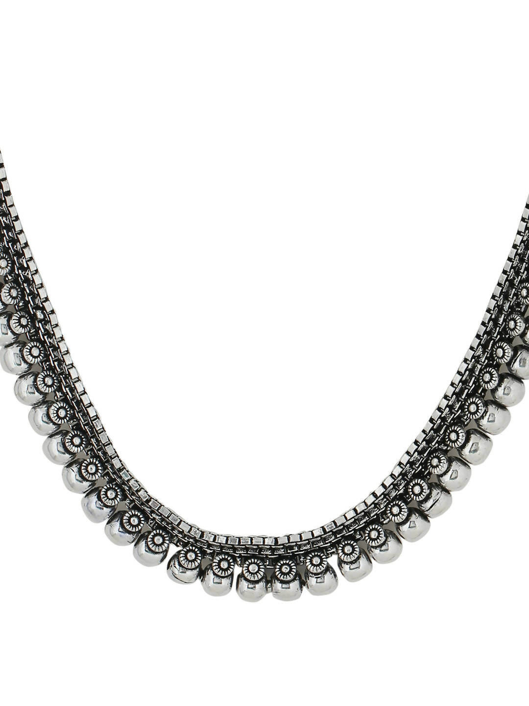 NVR Women Silver-Plated Oxidised Necklace | Swadesiicart