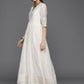 Ahalyaa Women's Off white Chanderi Gold Pasted Dress | Swadesiicart