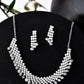 VOJ Silver Plated AD Stone Studded Necklace With Earrings Jewellery Set - VOJ (Valley Of Jewellery)