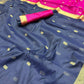 DEIANA'S Beautiful Designer Golden zari Soft Cotton Saree - Blue - Swadesiicart