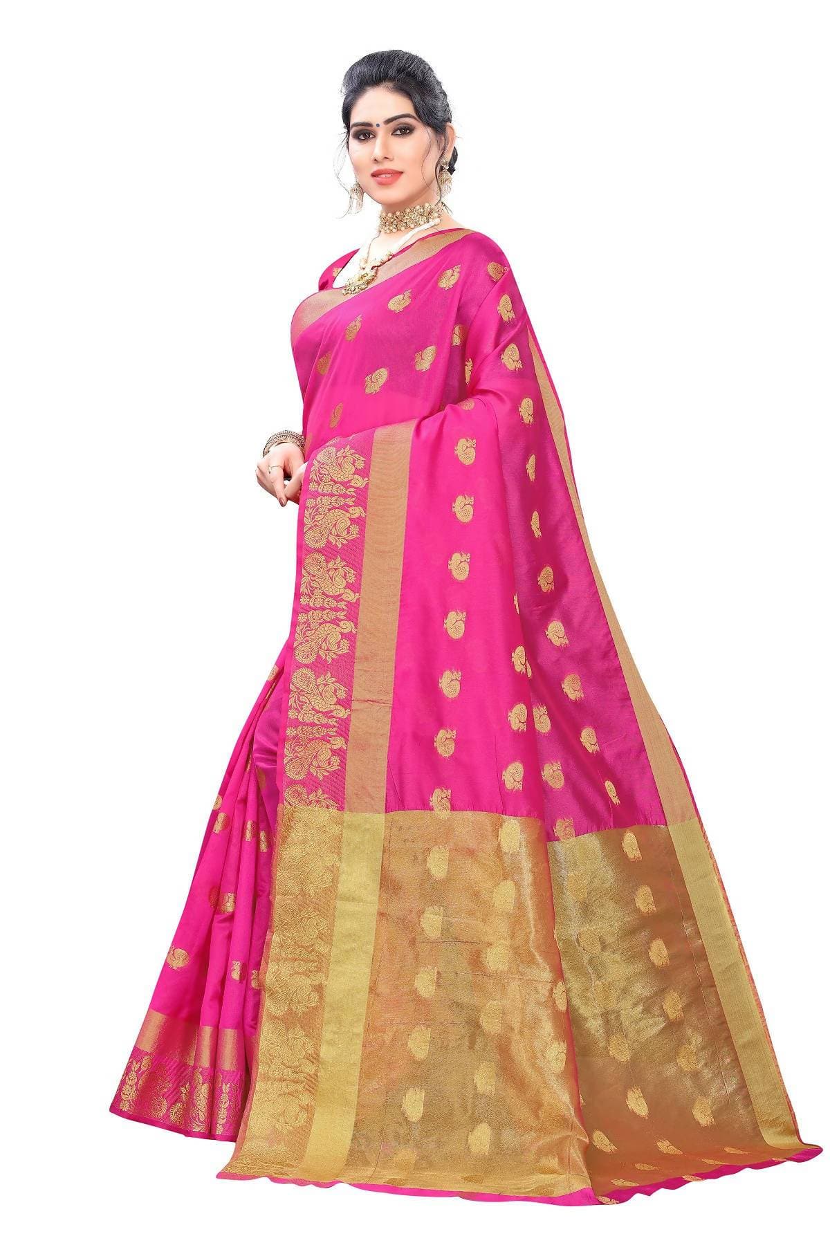 Vamika Banarasi Jacquard Weaving Pink Saree | Swadesiicart