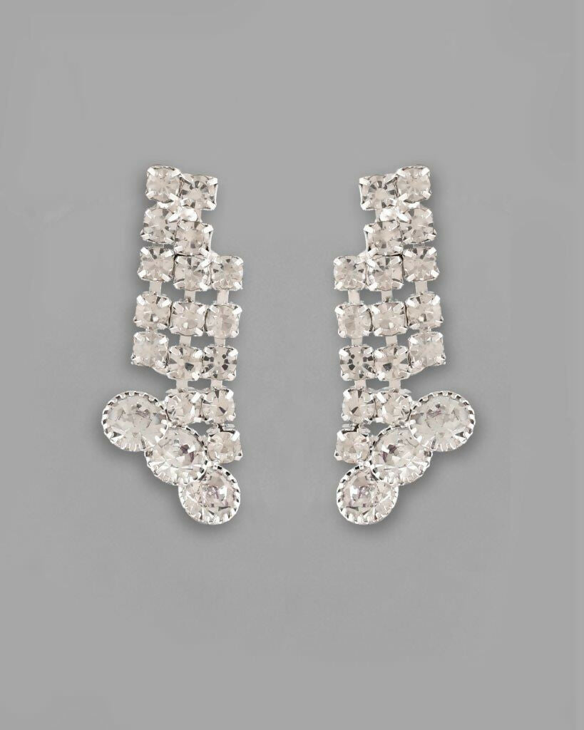 VOJ Silver Plated AD Stone Studded Necklace With Earrings Jewellery Set - Swadesiicart