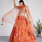 House of Panchhi Orange colour Organza Treditional design digital print Semi-Stitched Lehenga choli & Dupatta | Swadesiicart
