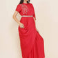 Women Republic Red Hand Embelleshed Gown With Drape | Swadesiicart