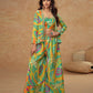 Anaita Parrot Green Real Chinon Stitched 3 Piece Suit with Printed & Embroidery hand work