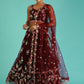 House of Panchhi Burgundy Net Sequinse Work Lehenga & Blouse, Dupatta | Swadesiicart