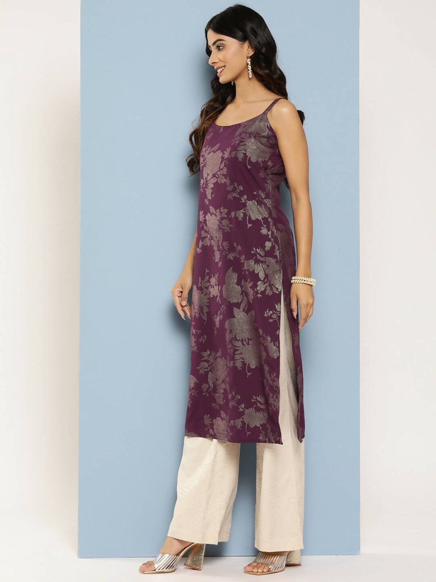 Ahalyaa Women's Traditional wear Kurta - Wine | Swadesiicart