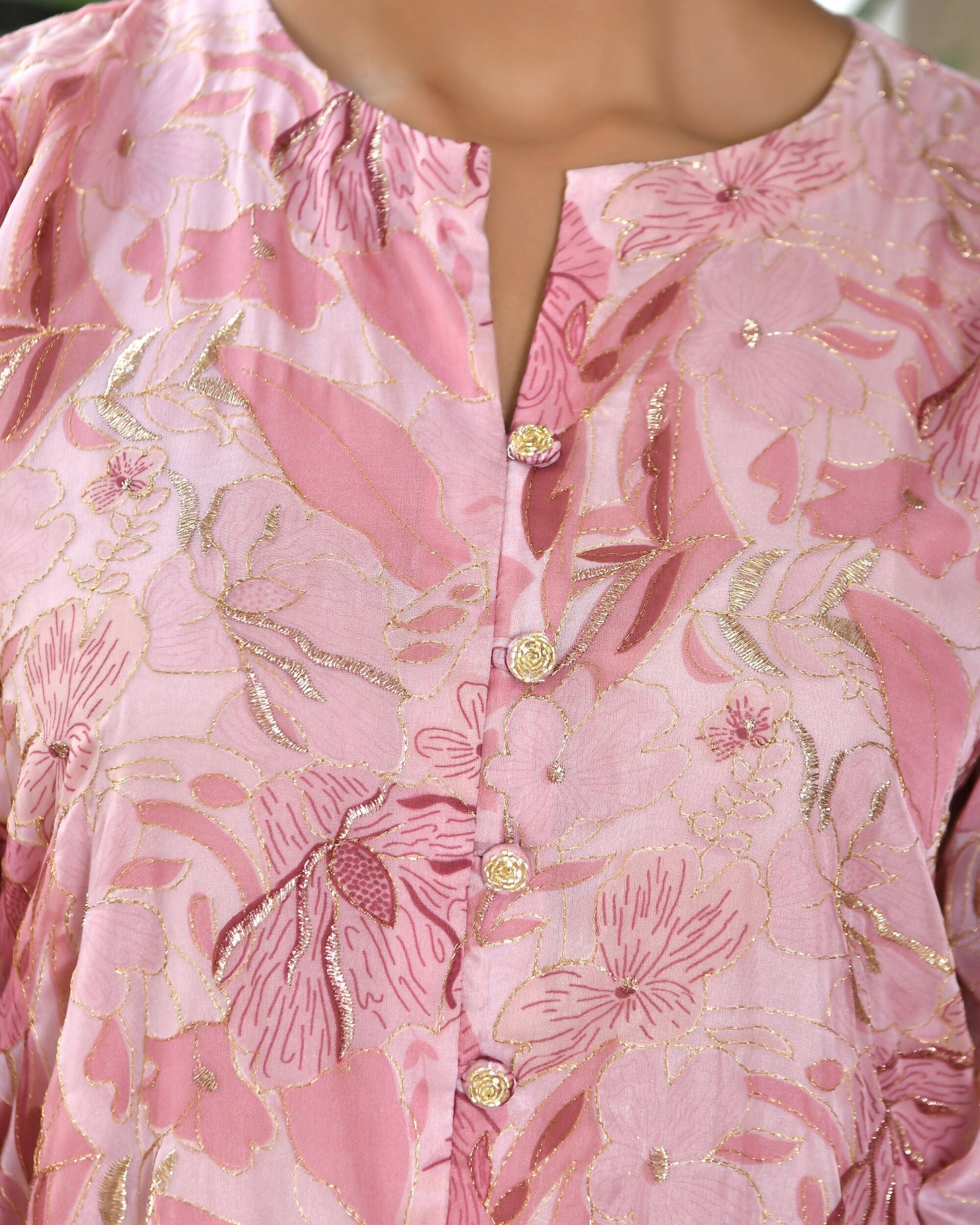 Vaasva Women's Pink Organza Digital Printed Cord Set - Swadesiicart