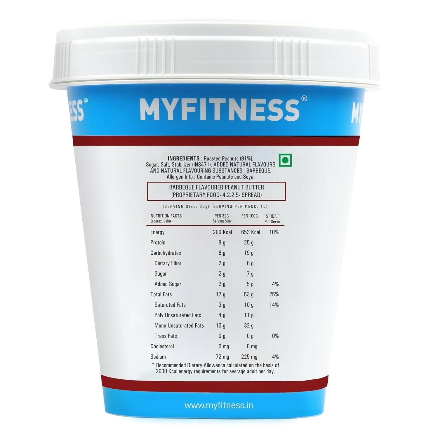 Myfitness Schezwan High Protein Spread & Dip Spicy Smooth Peanut Butter - Swadesiicart