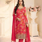Anaita Red Chinon Stitched Suit with Multi Digital Print
