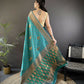 Joban Fashion Banarasi Teal Green Woven Soft Silk Saree | Swadesiicart