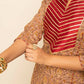 FIORRA Women's Brown Cotton A-Line Kurta Pant With Dupatta - Swadesiicart