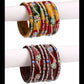 Afast Bridal Wedding & Party Fashionable Colorful Glass Bangle/Kada Set, Pack Of 12 - Yellow, Maroon - Afast Enterprises