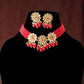 Mominos Fashion Johar Kamal Women's Red Beads Pearls Gold-Plated Jewellery Set