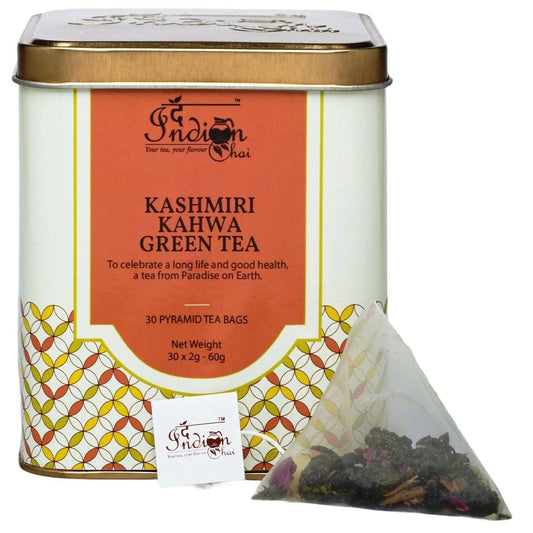The Indian Chai - Kashmiri Kahwa Green Tea 30 Pyramid Bags | Swadesiicart