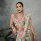 Vishnu Weaves Women's Cream Soft Tussar Silk Printed Saree with Blouse - Swadesiicart