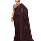 Brown Georgette Swaroski Work Saree With Unstitched Blouse Piece - Juhi