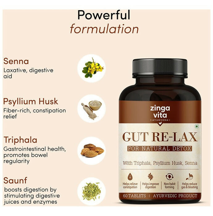 Zingavita Gut Re-Lax Tablets for Natural Detox - Swadesiicart