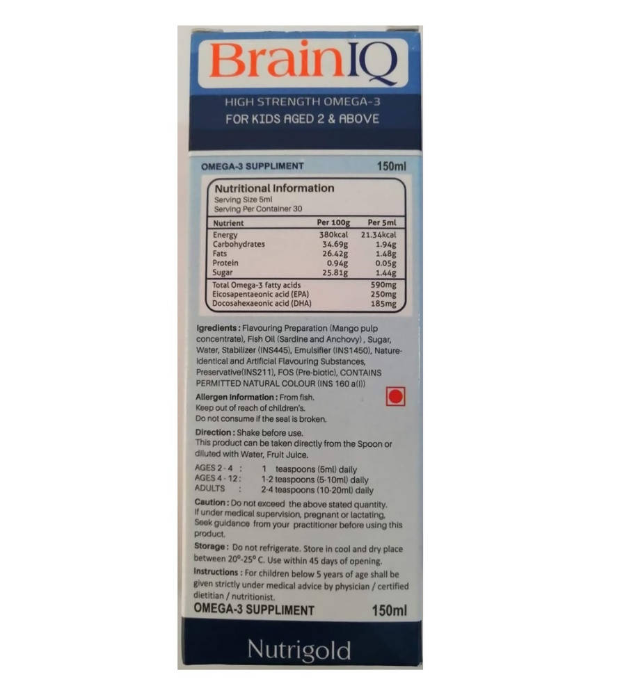 Nutrigold BrainIQ High Strength Omega-3 Drops | Swadesiicart