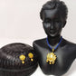 Terracotta Lotus Pendant Mini Necklace Set With Studs