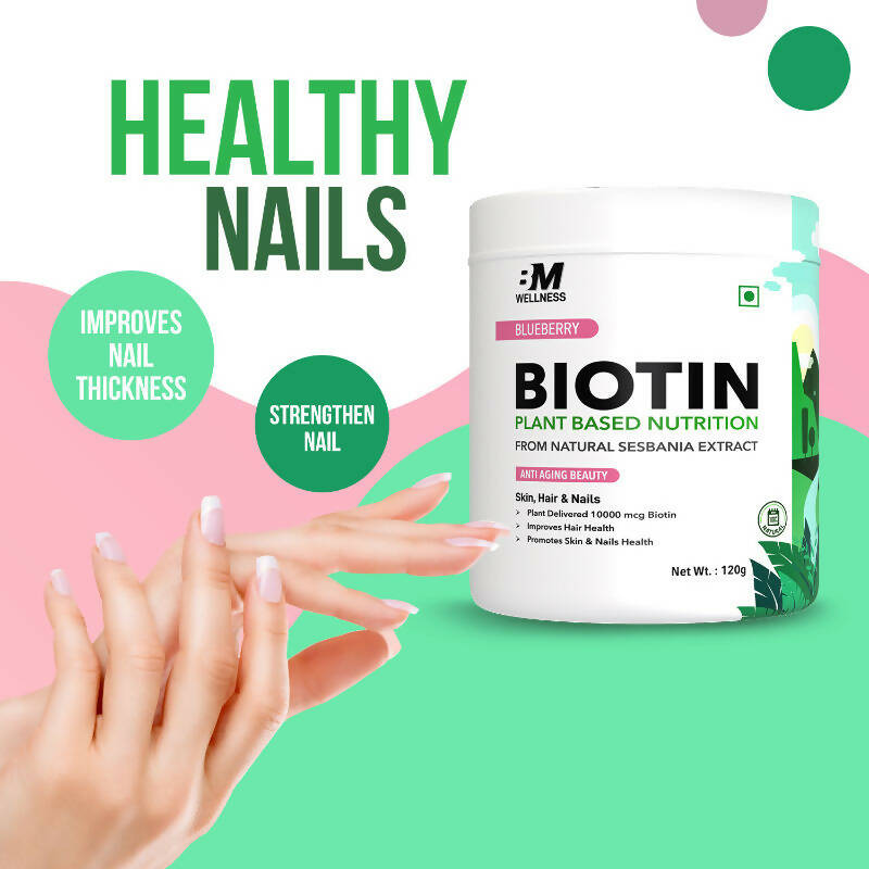 BM Wellness Plant Based Biotin 10000+ Mcg - Blueberry | Swadesiicart