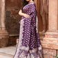 Joban Fashion Plum Purple Hand Woven & Zari Work Katan Pure Handloom Banarasi Silk Saree | Swadesiicart