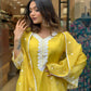 The52 Yellow Women's Gorgeous Embroidered Georgette Fabric Straight Kurta Pant with Dupatta Set - Swadesiicart