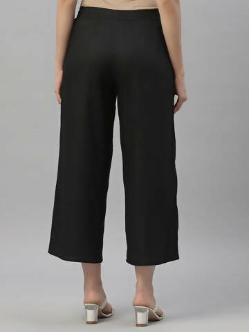 Juniper Women's Black Rayon Straight Solid Pant/Slim Pant | Swadesiicart