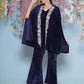 Joban Fashion Navy Blue Velvet Cape Set - Swadesiicart