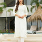 The52 White Women's Beautiful Rayon Slub Fabric Embroidered Work Straight Kurta, Pant and Dupatta Set - Swadesiicart