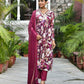 Vaasva Women's Chinon Emboidered Angrakha Anarkali Set With Solid Pant & Solid Embroidered Dupatta | Swadesiicart