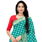 Vamika Rama Green Weaving Banarasi Jacquard Saree | Swadesiicart