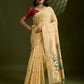 Vishnu Weaves Women's Yellow Muga Cotton Thread Woven Butti with Blouse - Swadesiicart