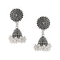 NVR Women Silver Toned Dome Shaped Jhumkas Earrings | Swadesiicart
