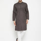 Even Apparels Brown Color Pure Cotton Long Men's Kurta With Band Collar | Swadesiicart