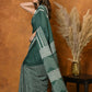 Very Much Indian Handblock Printed Cotton Saree With Natural Dyes - Leaf Green | Swadesiicart