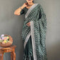 Vastranavya Sea Green Chinnon Silk Embroidery Multi Sequence & Arco Cut Work Ready to Wear Saree | Swadesiicart