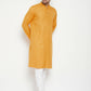 Even Apparels Yellow Viscose Men's Long Kurta With Band Collar | Swadesiicart