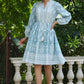 Juniper Women's Skyblue Rayon Floral Printed Short Tiered Dress | Swadesiicart