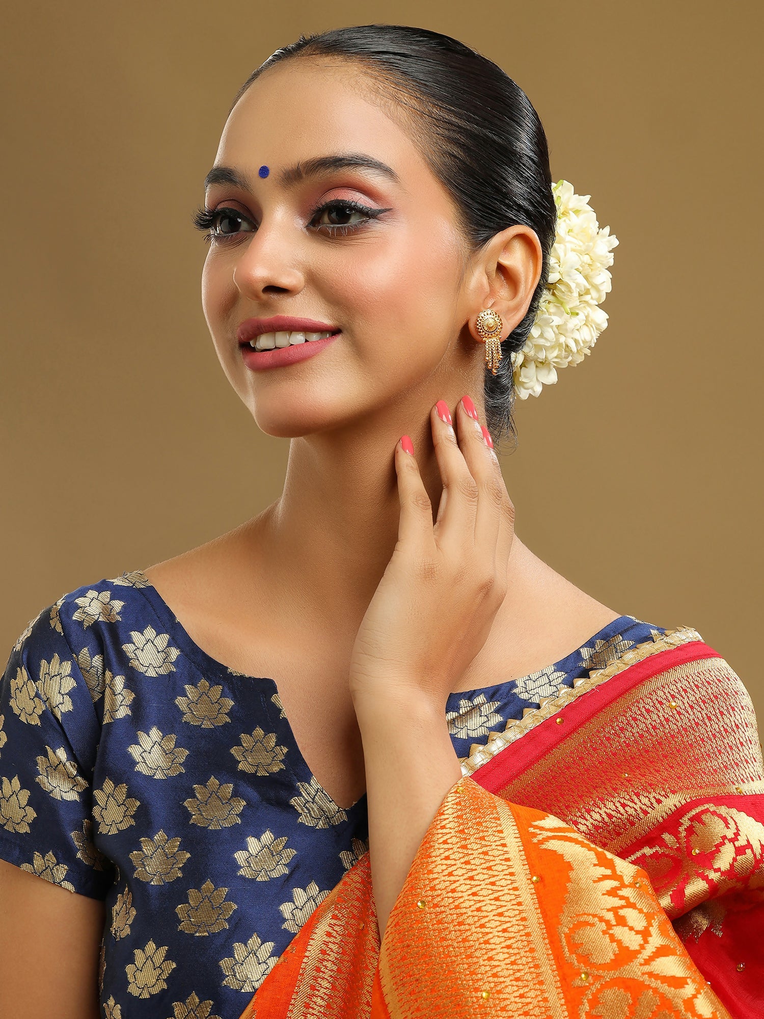 Ruby Raang Gold Dangler Earrings | Swadesiicart