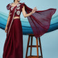Maroon Silk Satin Sequence Work Ready to Wear Saree with stitched Blouse - Nirvana | Swadesiicart