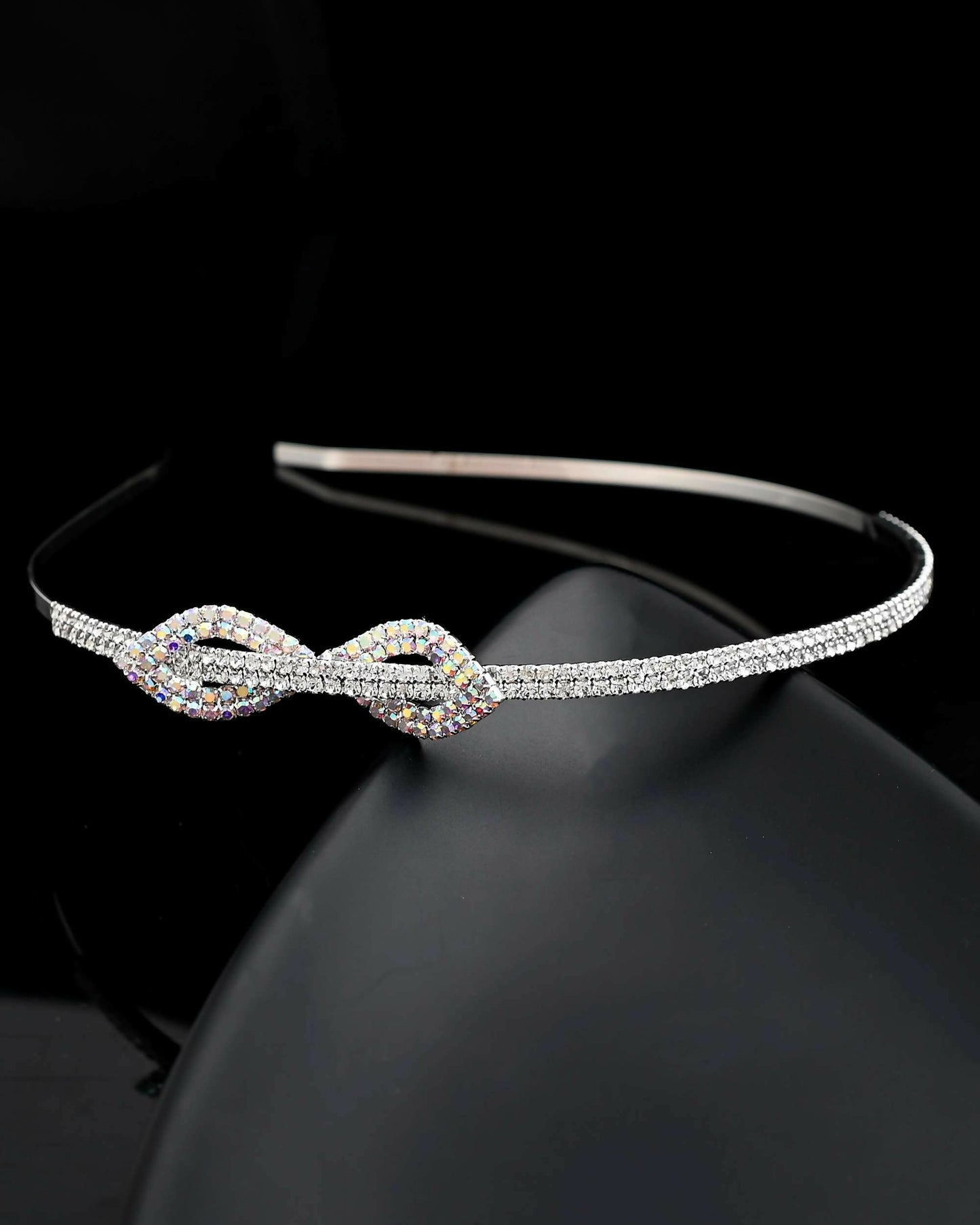 VOJ Silver Plated Bow Shaped AD studded Hairband | Swadesiicart