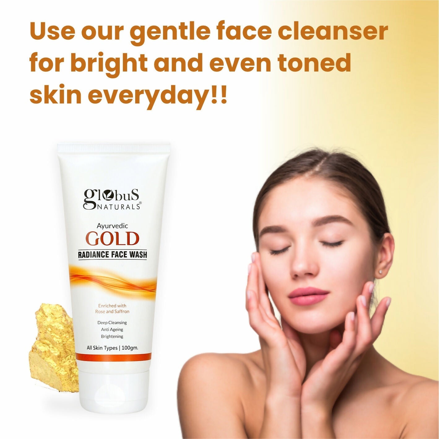 Globus Naturals Gold Radiance Anti Ageing & Brightening Face Wash | Swadesiicart