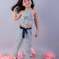 Lil Drama Jaipur Girls White Printed Top with Printed Pant Co-ordinate Set - Swadesiicart