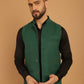 Even Apparels Pure Wool Nehru Jacket - Green | Swadesiicart