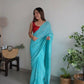 Vamsee Trendy Sequence Sky Blue Georgette Saree - Swadesiicart